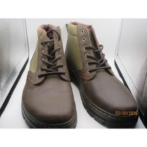 Dr. Martens Bonny II Brown Leather Olive Nylon Boots Mens 11 Womens 12 JY004